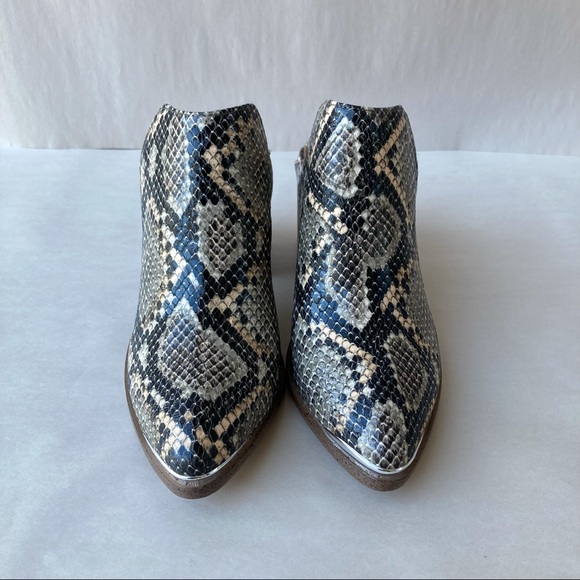NWB Report Snakeskin Print Temperance Block Heel Mule Bootie Shoe Metal Tip Toe - Picture 8 of 14